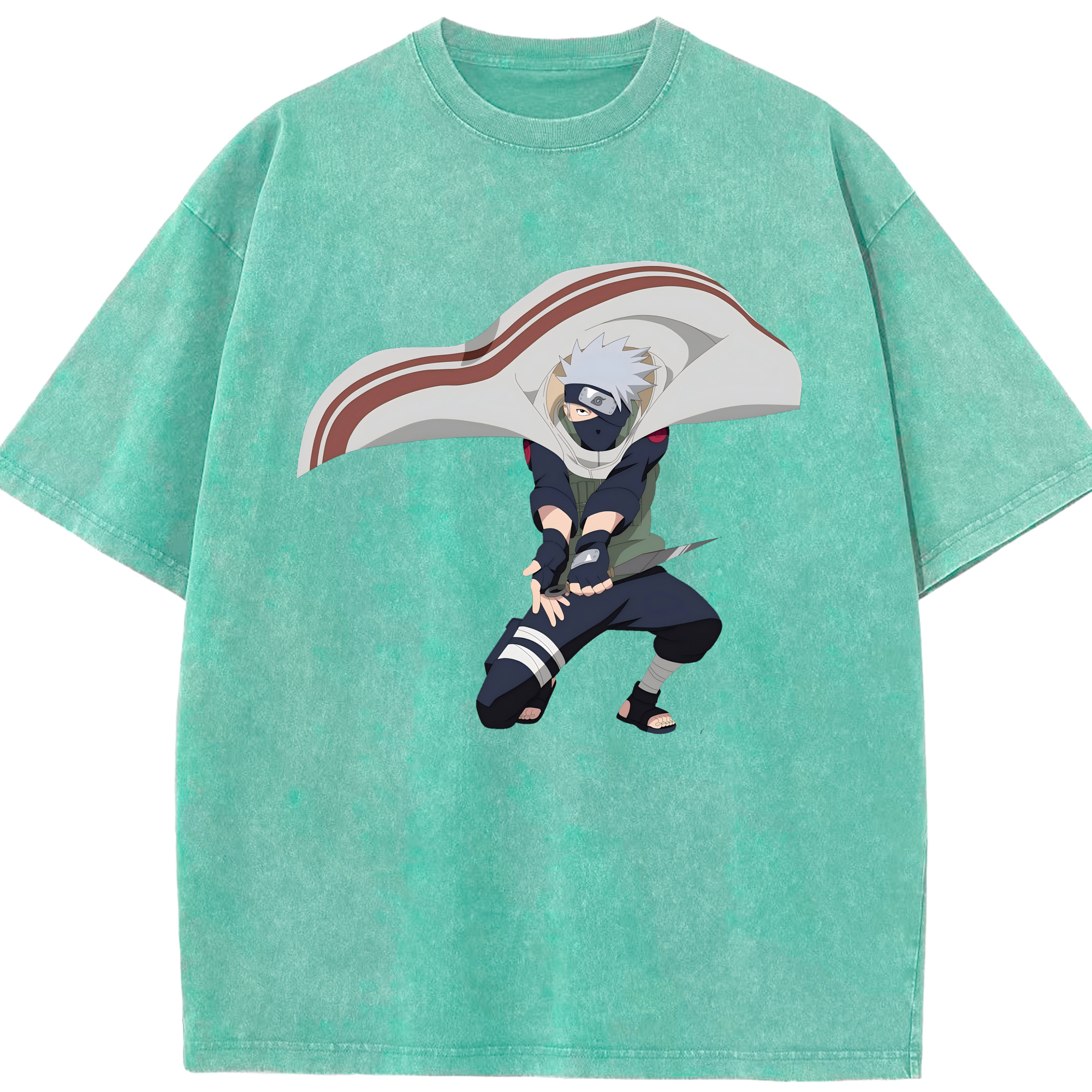 （画像用） NARUTO -ナルト- はたけ カカシ Hatake Kakashi 綿100% ヴィンテージ風 半袖Tシャツ（フロントプリント）